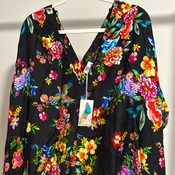 Beautiful New JOHNNY WAS SOGNATORE NERO HIGH LOW KAFTAN - Picture 1 of 11
